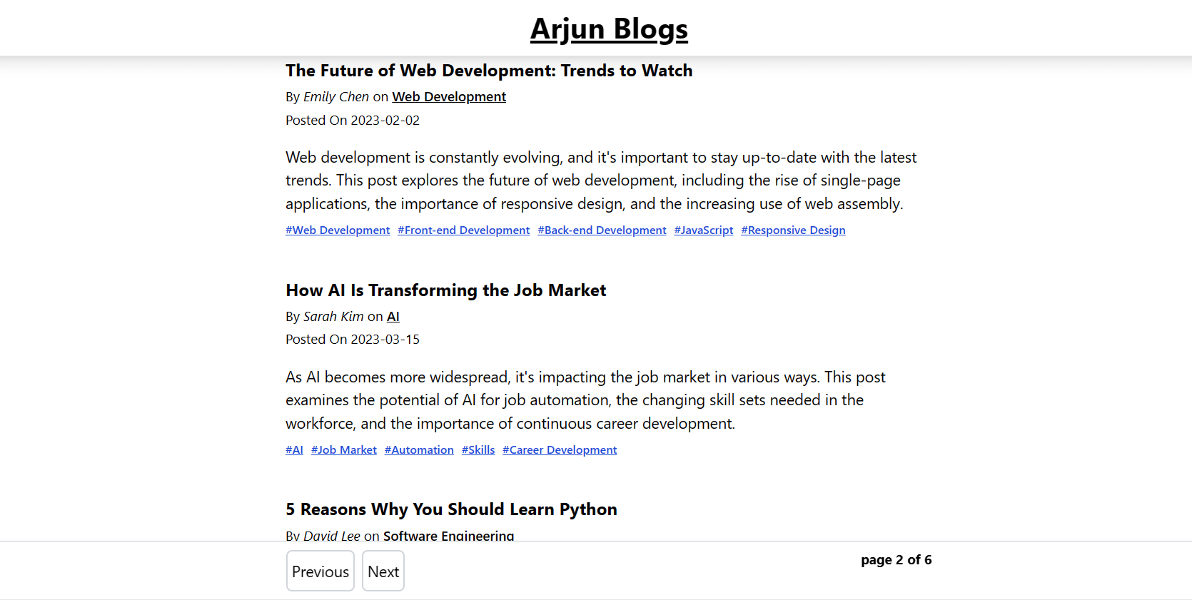 Arjun's Blog screenshot